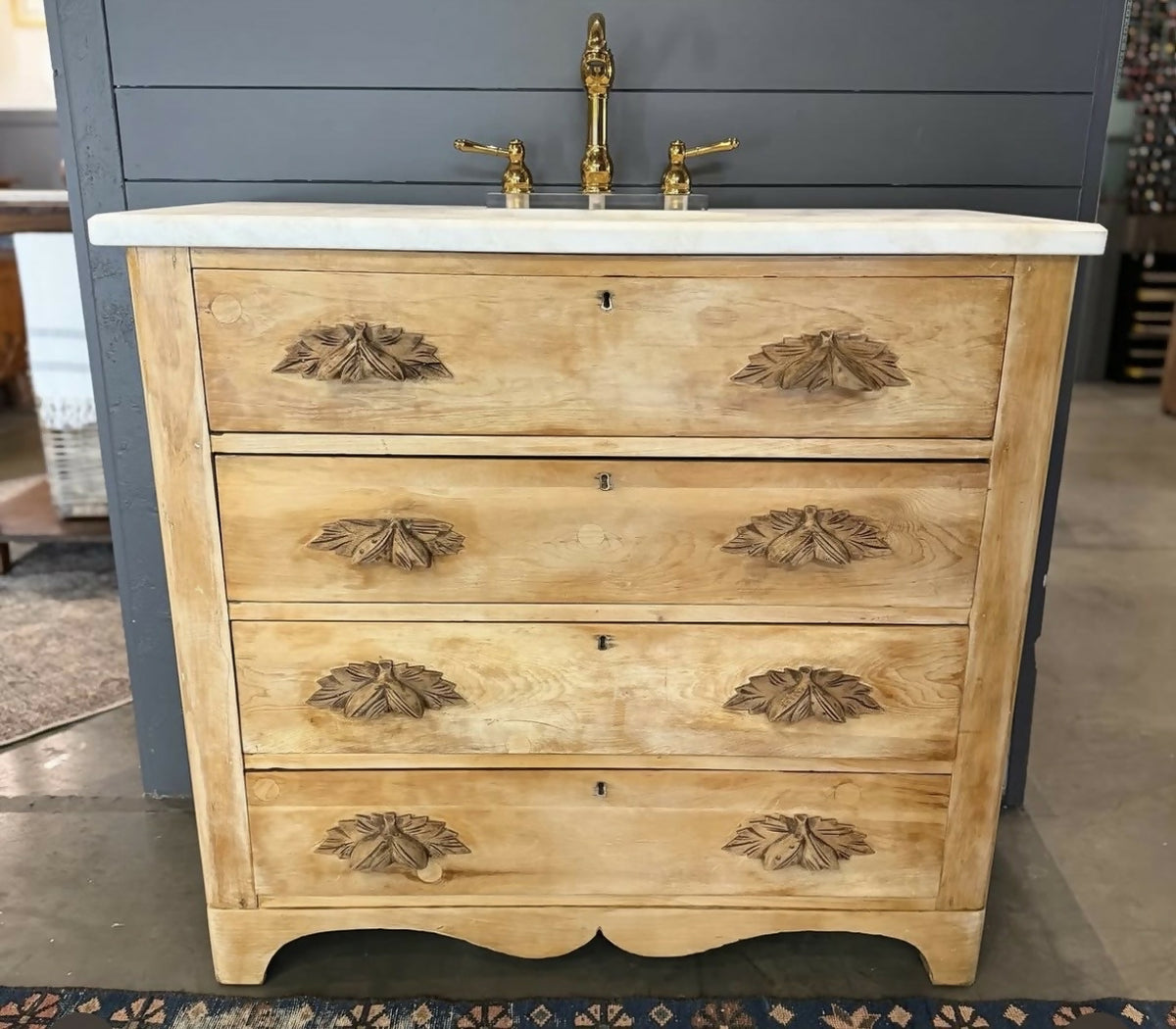 Antique Scrubbed Pine Chest Bath Vanity with sink
