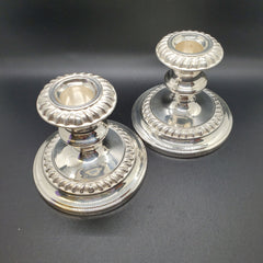 Barker Ellis Silver Plated Short Candlesticks