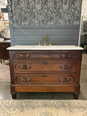 Antique Walnut Dresser Bath Vanity with Sink