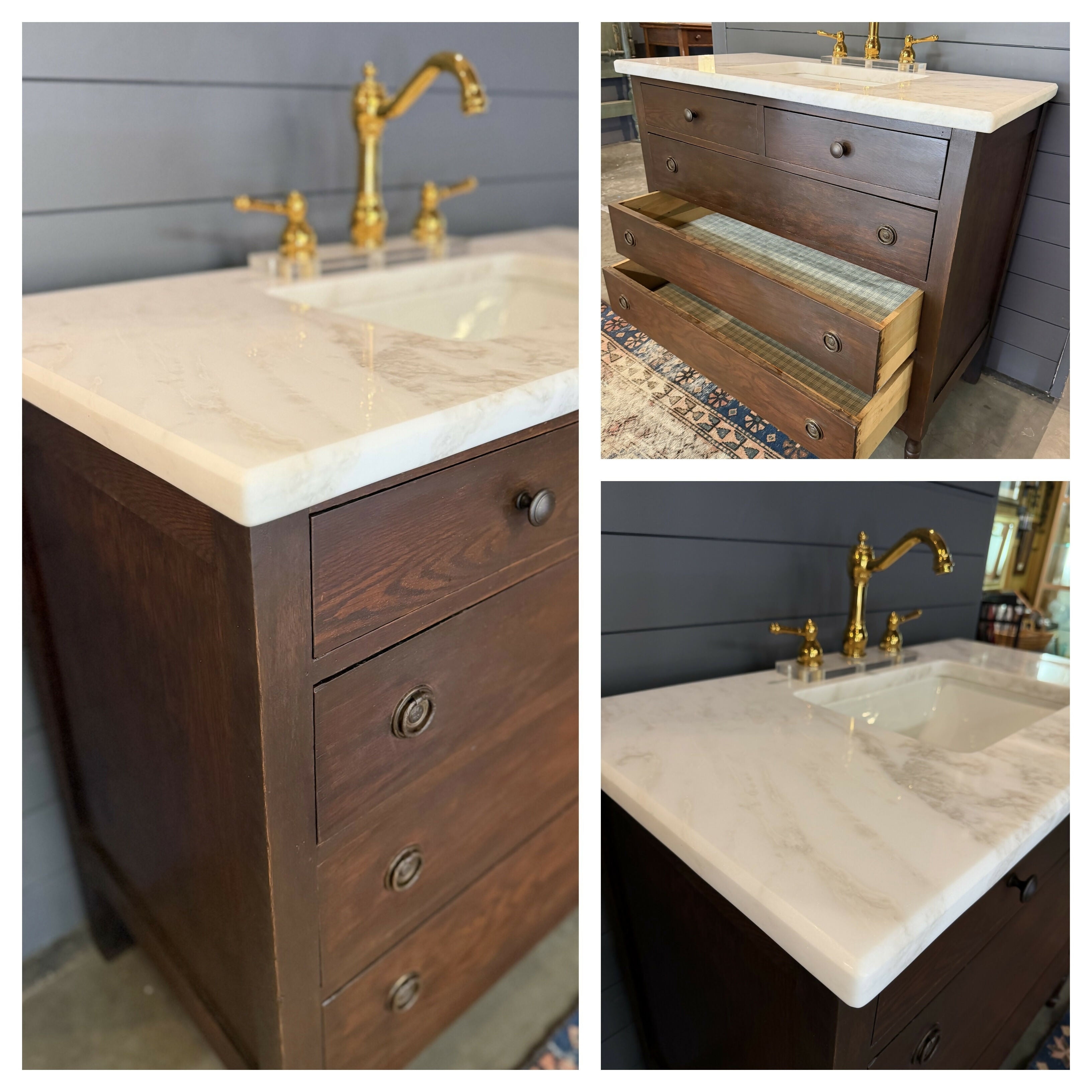 Antique Walnut Dresser Bath Vanity with sink