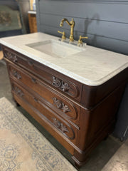 Antique Walnut Dresser Bath Vanity with Sink