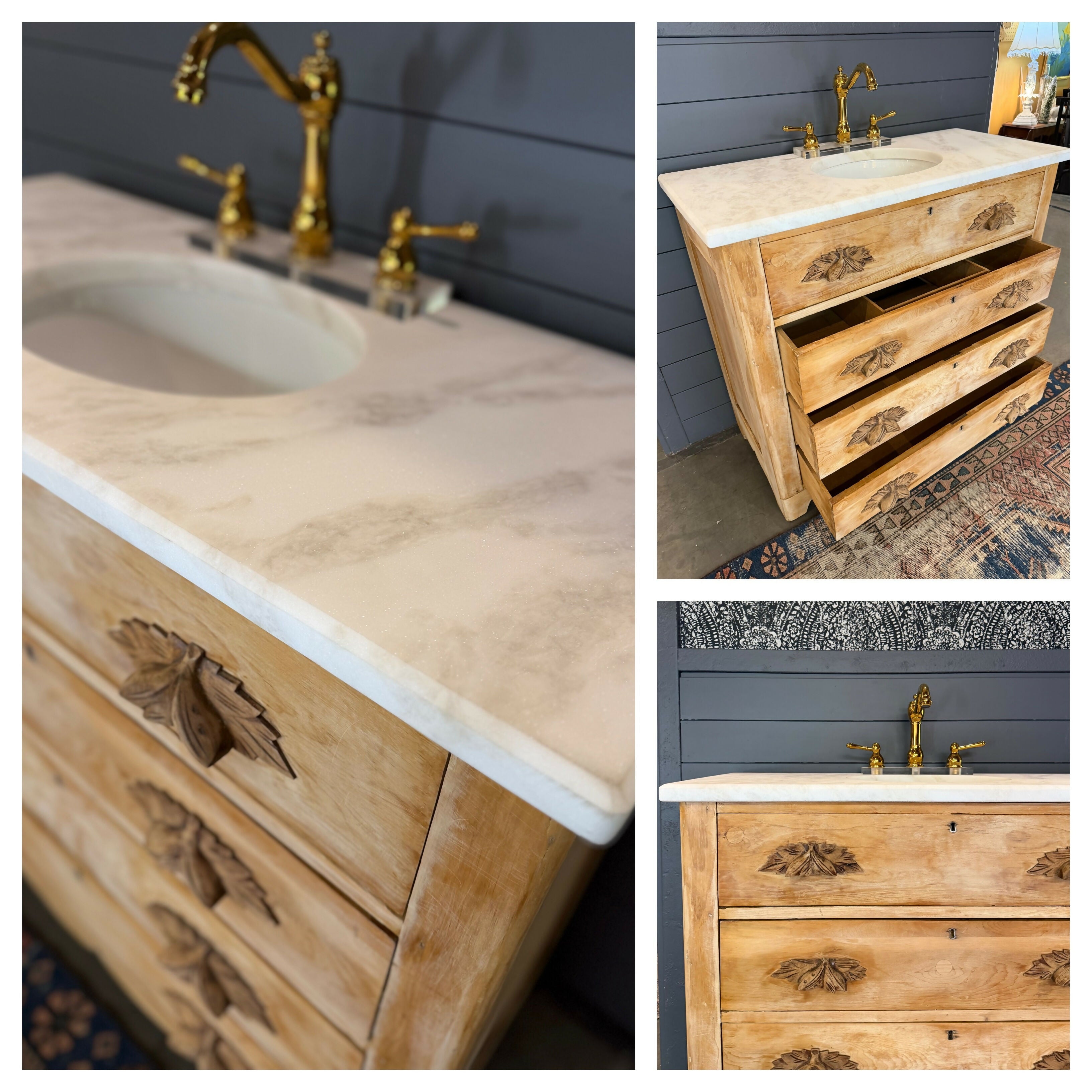 Antique Scrubbed Pine Chest Bath Vanity with sink