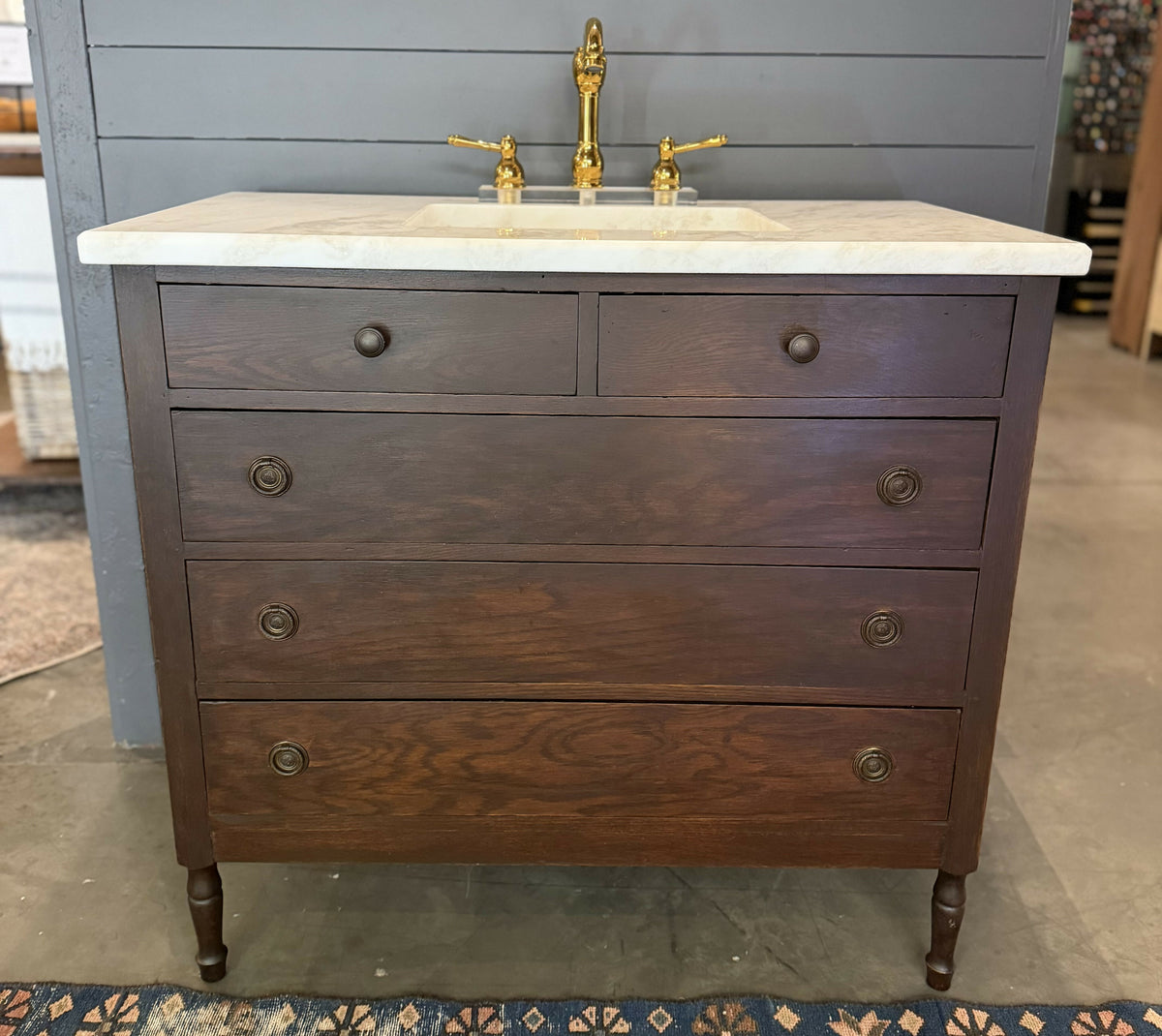 Antique Walnut Dresser Bath Vanity with sink