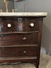 Antique Walnut Serpentine Chest Bath Vanity with sink