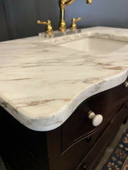 Antique Walnut Serpentine Chest Bath Vanity with sink