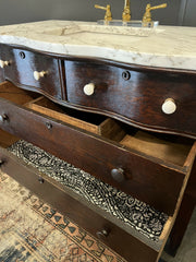 Antique Walnut Serpentine Chest Bath Vanity with sink