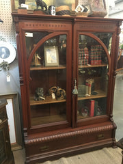 Antique Walnut Glass Front Bookcase