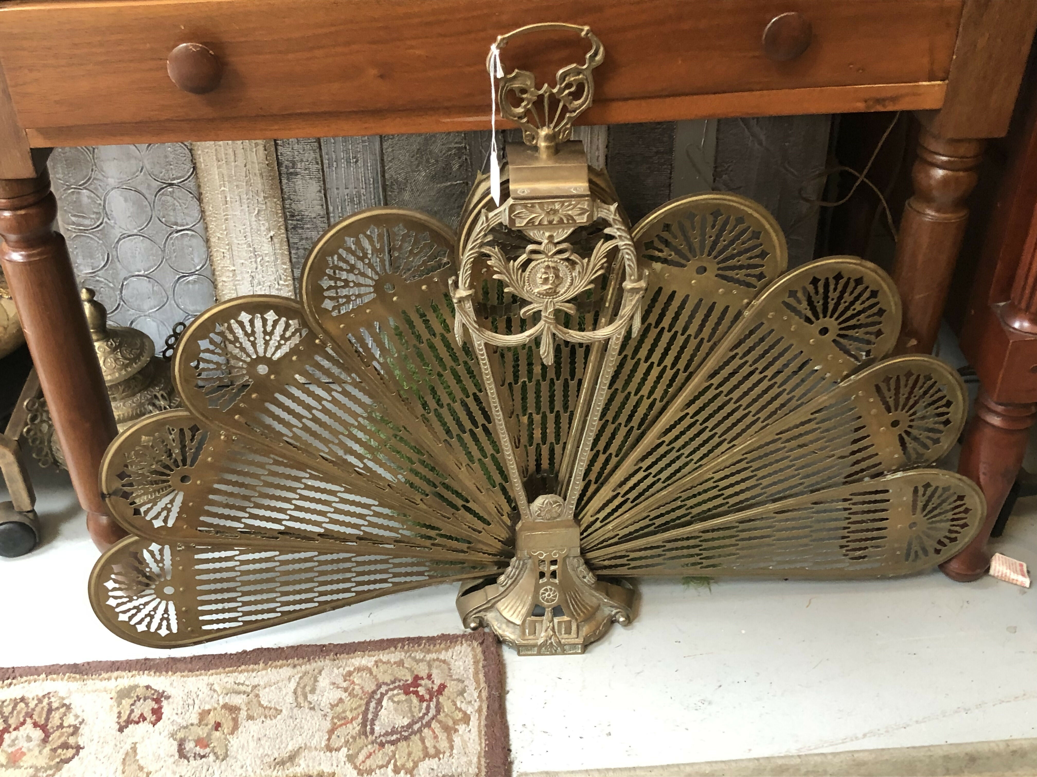 Brass fireplace fan