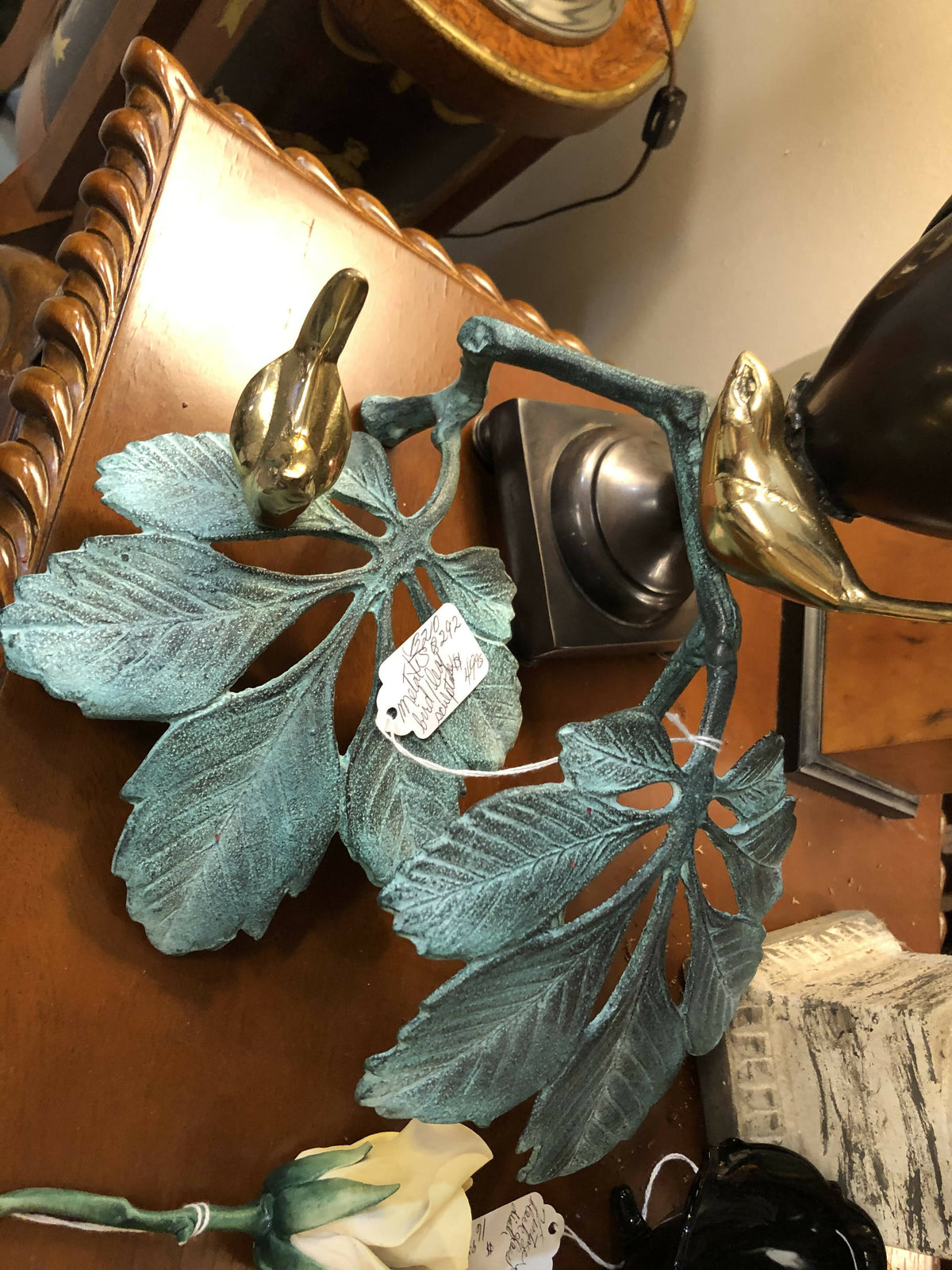Decorative Metal Leaves with Brass Birds