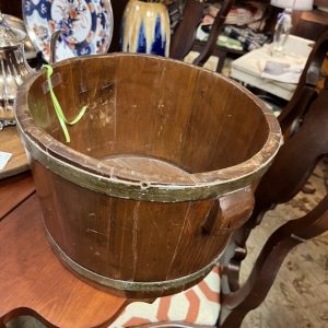 Collectible Wood Bucket with Metal Bands