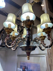 HAND DECORATED SIX ARM CHANDELIER