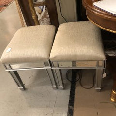 Silver and Mirror Trimmed Stools