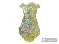 Fenton Canary Vaseline Poppy Vase