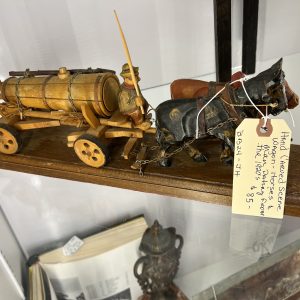 Hand Carved Scene Horse Drawn Wagon