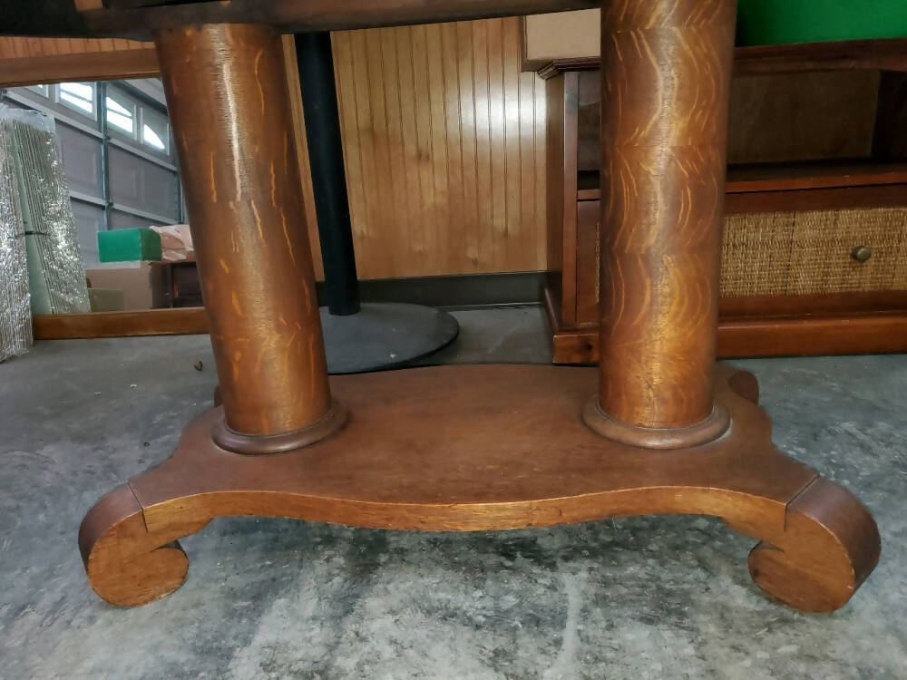 ANTIQUE OVAL OAK LIBRARY TABLE WITH DRAWER