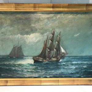 Nautical Painting by James J. McAuliffe (American, 1848-1921), ca. 1919