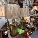 Pair of Brass Tea Canister Lamps with Shades