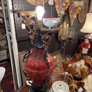 Mid Century Iron & Ceramic Lamp