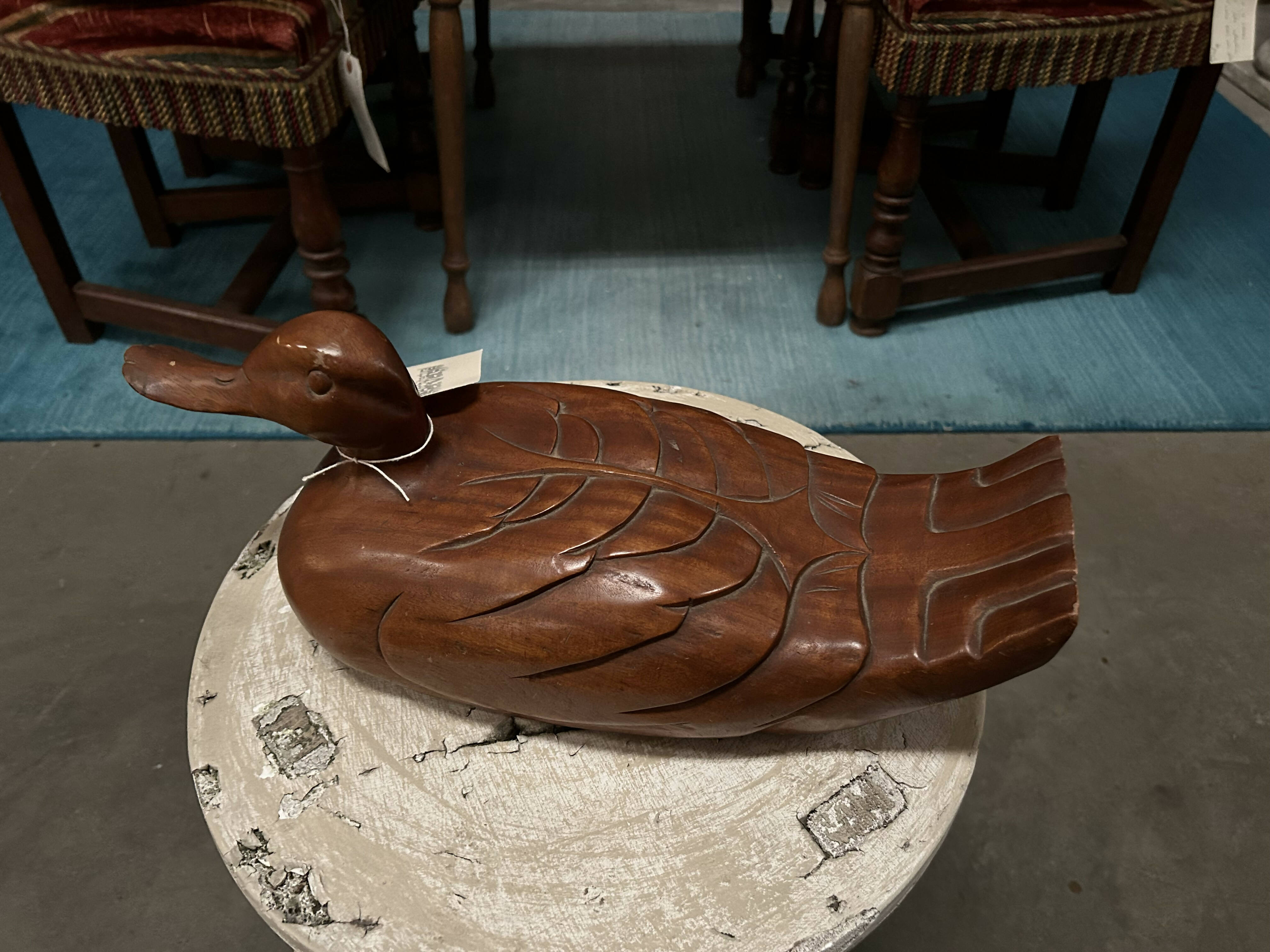 Carved wood duck