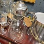 Antique silver and glass carafe
