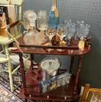 Wood Bar Cart with Wheels