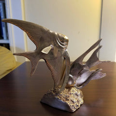 Solid Brass Angel Fish Sculpture Vintage