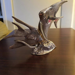 Solid Brass Angel Fish Sculpture Vintage