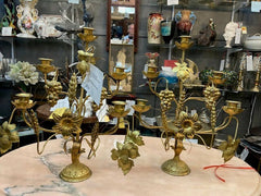ANTIQUE GUILDED FRENCH CANDLESTICKS