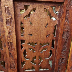Hand Carved Wooden 3-door room divider