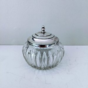 Crystal Mustard/Jam Jar with Sterling Lid