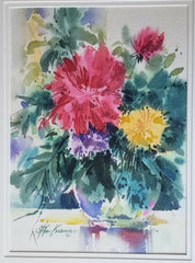 Stefan Kramar Original Signed Watercolor of Flower Bouquet
