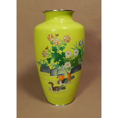 Japan Cloisonne Vase with Ducks Hayashi Kaname