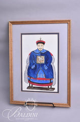 FRAMED PICTURE OF ASIAN EMPEROR ON STAND