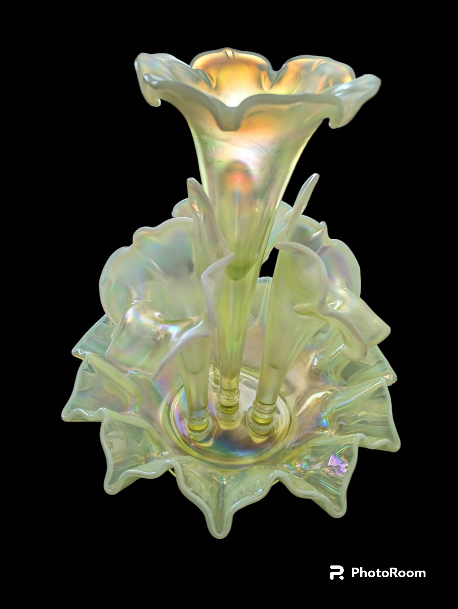 Fenton Vaseline Glass Lily Epergne