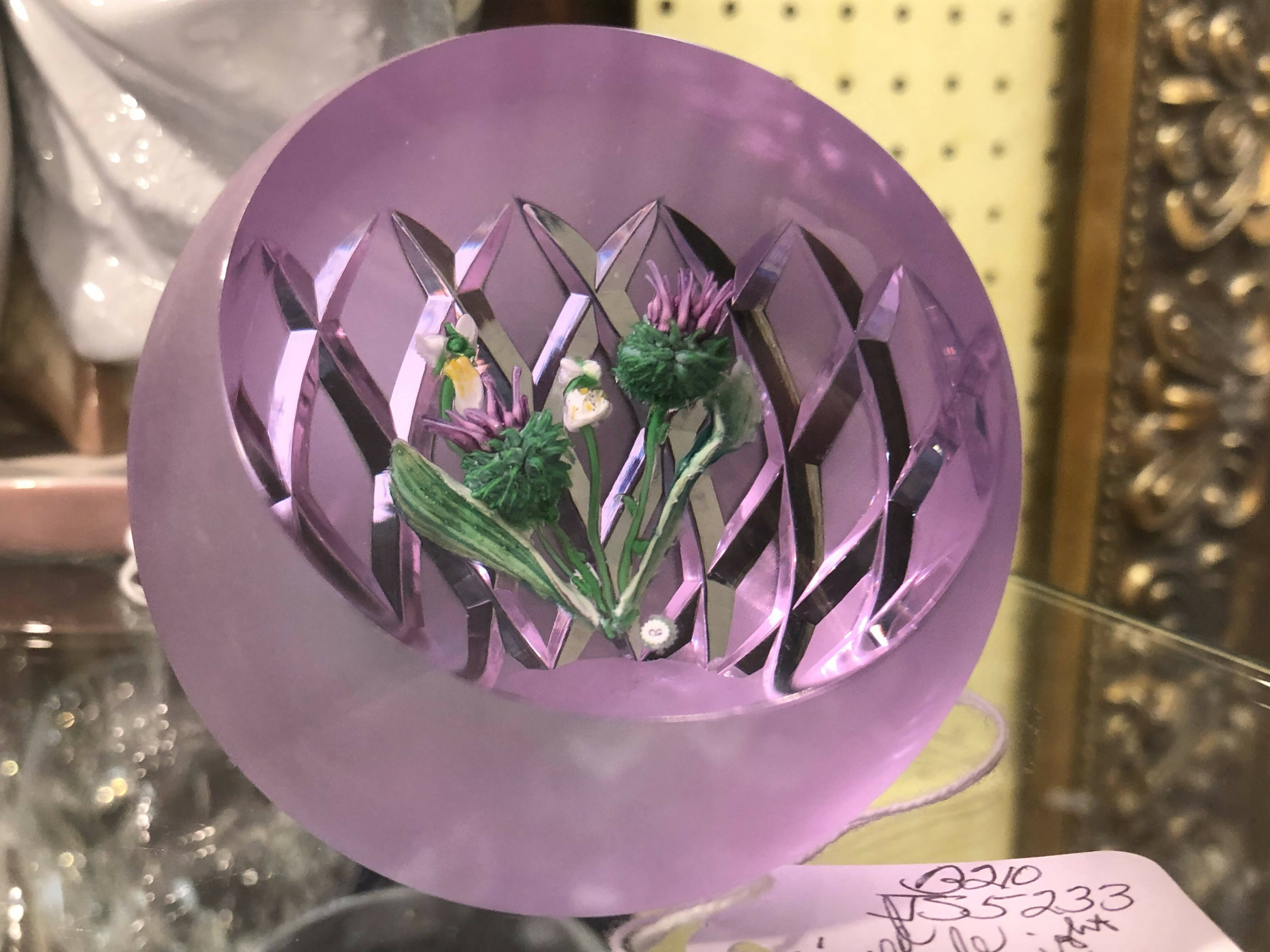 Crystal purple paperweight